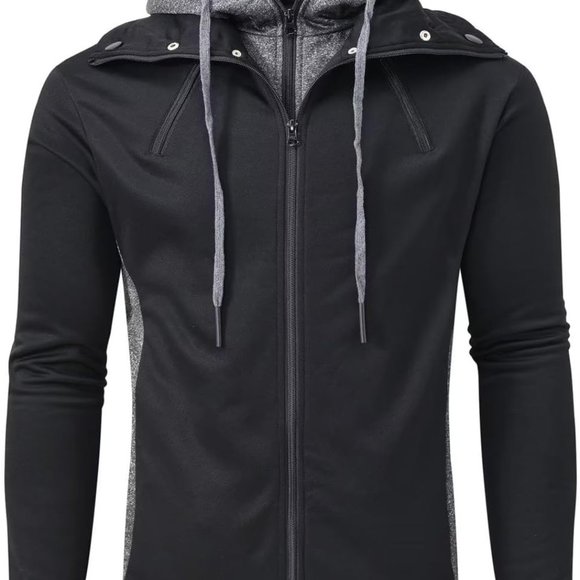Jackets & Coats Mens Slim Fit Hooded Jacket With Double Zipper Fleece